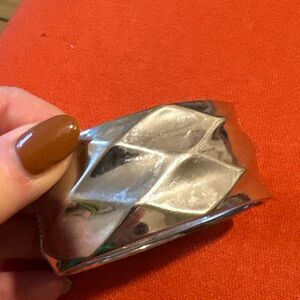 Silver Wide Cuff Bracelet | Sculptural Geometric Statement